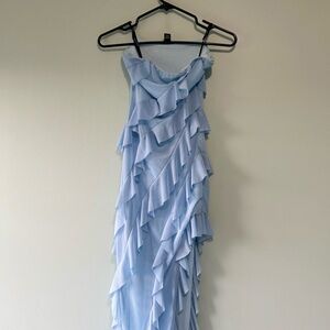 Forever 21 Strapless Light Blue Ruffle Dress